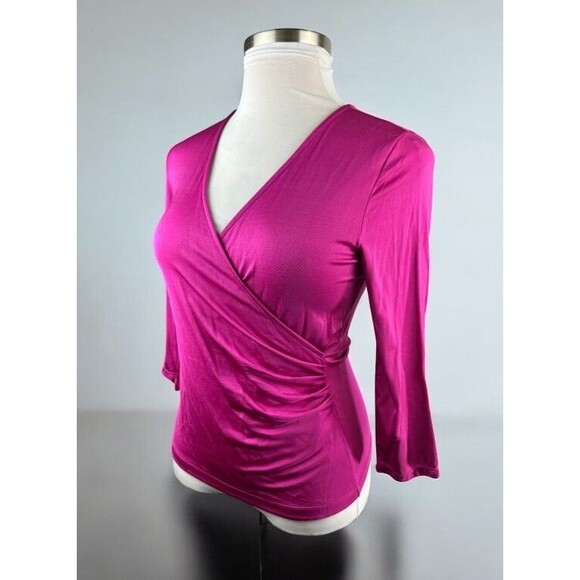 Lauren Ralph Lauren Tops - NWT Lauren Ralph Lauren Surplice Faux Wrap Jersey Knit Top Pink Ruched Medium